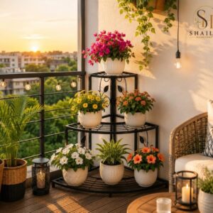 Premium 5-Tier Metal Corner Plant Stand for Indoor & Outdoor