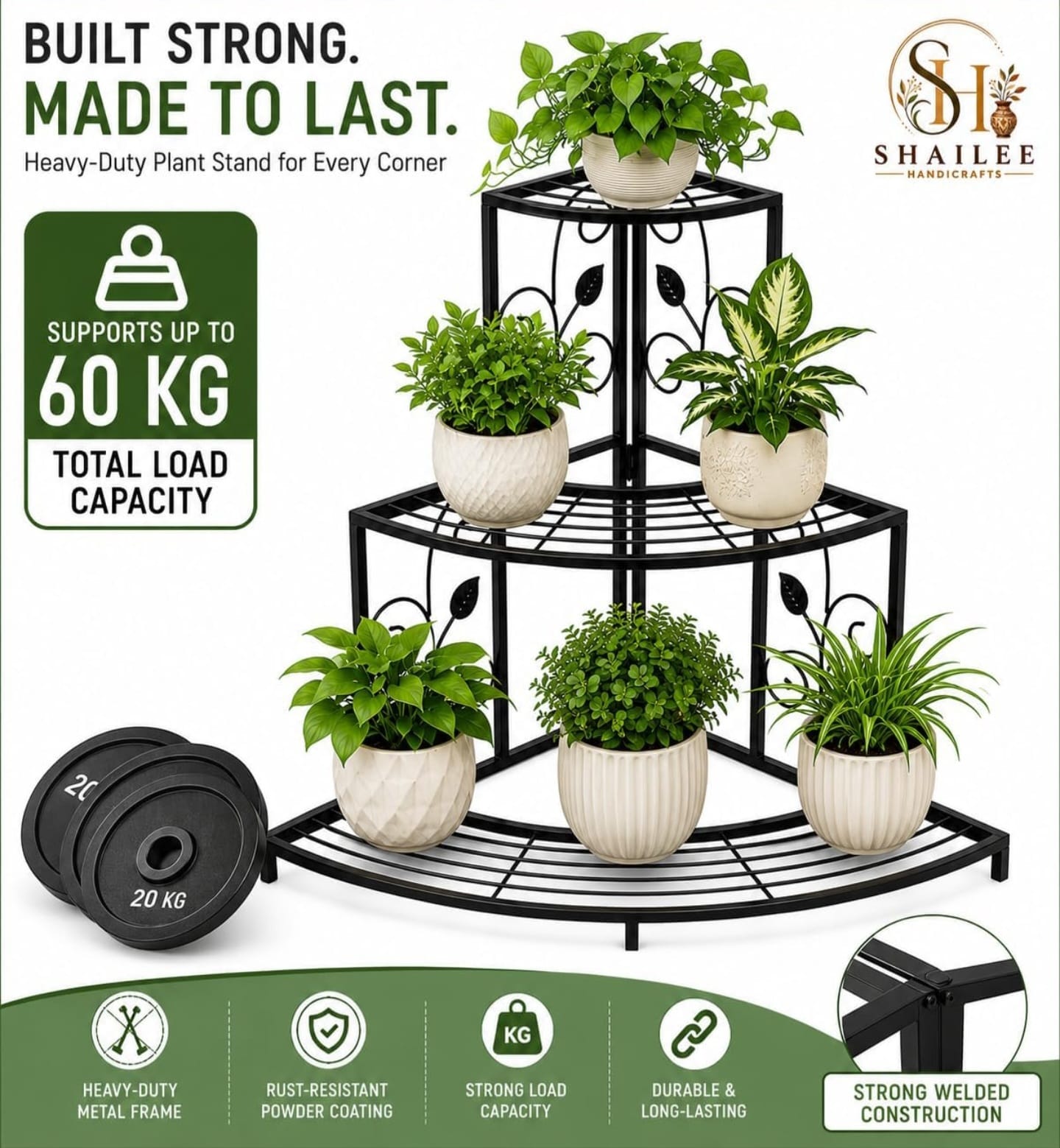 Premium 5-Tier Metal Corner Plant Stand for Indoor & Outdoor - Image 3