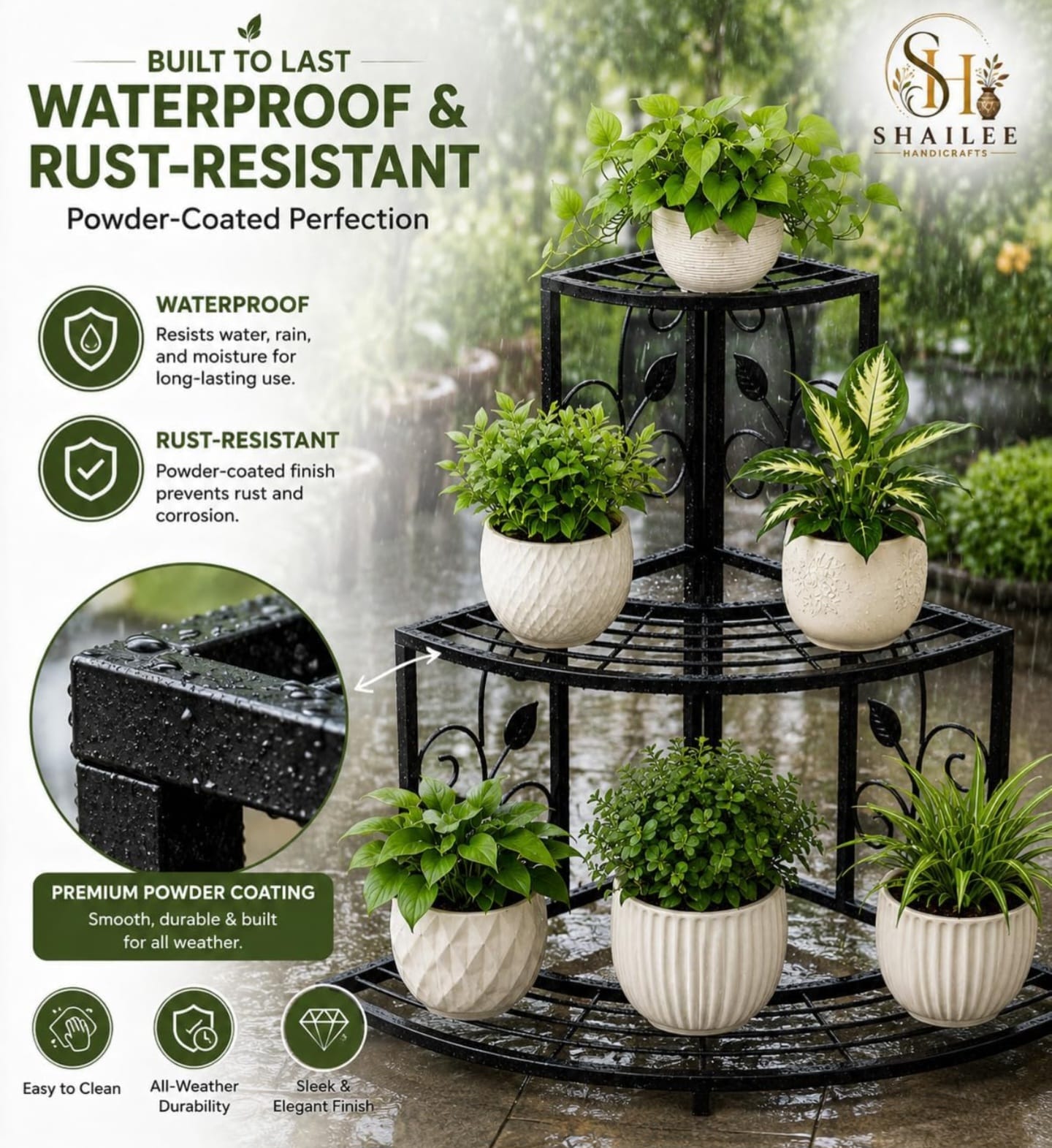 Premium 5-Tier Metal Corner Plant Stand for Indoor & Outdoor - Image 4