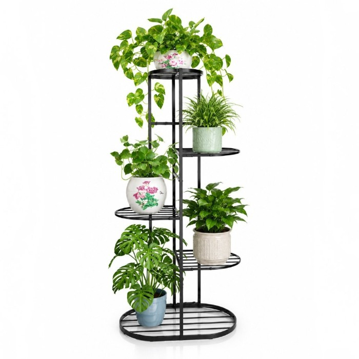 6 tier black metal plant stand for indoor plants
