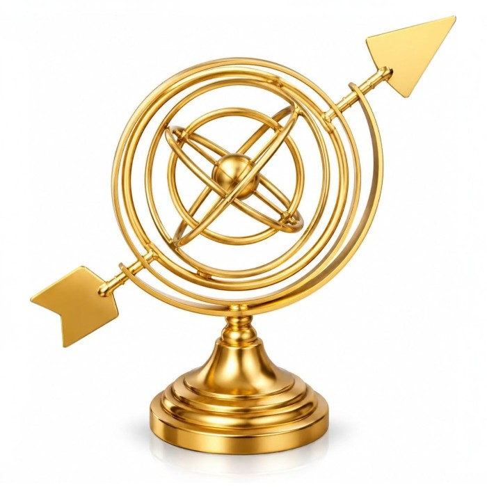 Gold armillary sphere gold coated metal globe decor