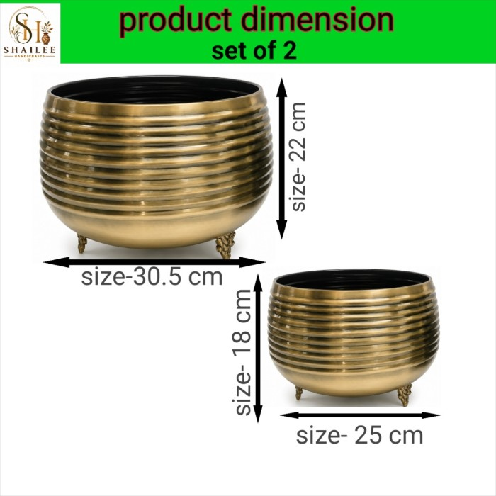 Gold Metal Planter Set of 2 for Home Decor - Image 4